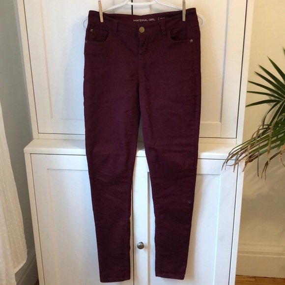 Material Girl skinny burgundy pants - Picture 1 of 2